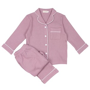 Set <span class=keywords><strong>Pigiama</strong></span> per Bambini con Logo Personalizzato, Tessuto Waffle, Maniche Lunghe, Termico, Traspirante, Asciugatura Rapida, Morbido e Casual per Ragazze - Product Image 2