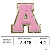 En stock, multicolores, 8 cm, lettres brodées en chenille PVC thermocollantes, alphabet pailleté pour vêtements et chapeaux