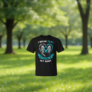 Camiseta para niños con la inscripción 'I Wear Teal For My Aunt Ovarian Cancer Awareness Ribbon' - Product Image 3