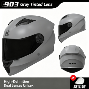 Casque de moto intégral transparent blanc AXK 903 à double visière unisexe avec sac anti-poussière - Product Image 4