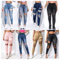 Nouveau jean droit pour femme, best-seller, extensible, taille haute, effet push-up, en denim de qualité supérieure