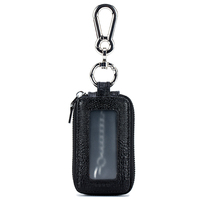 Porte-clés en cuir véritable pour homme avec blocage RFID, fermeture éclair, personnalisable avec logo, idéal pour les voyages