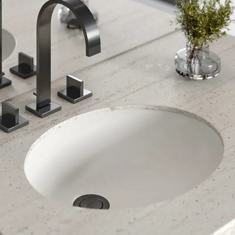 Modern Simple Design Home Hotel Washroom Oval Shape Sinks Bathroom Under Counter Artificial Stone Acrylic Wash Basin