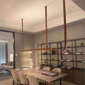 Nuovo Lampadario a Sospensione LED Lineare Moderno e Artistico in Pelle per Hotel, Decorazione per Soffitto, Design per <span class=keywords><strong>Soggiorno</strong></span> e Sala da Pranzo - Product Image 4