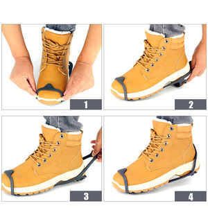 बर्फ की ग्रिप, आउटडोर पर्वतारोहण विरोधी पर्ची जूते कर्षण सफाई रबर स्कीप-विरोधी स्लिप 8 स्टील स्टड - Product Image 6