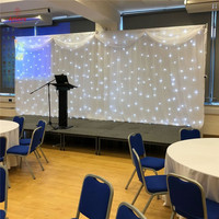 Rideau étoile LED blanc chaud personnalisable avec contrôle DMX512 pour toile de fond de scène extérieure/intérieure-Tissu velours alimenté par batterie