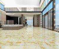 Baldosa de Porcelana Pulida Premium Imperial Jade 600x600mm con Aspecto de Mármol con Vetas Doradas para Sala de Estar