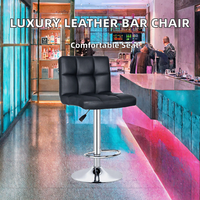 Tabouret de bar moderne en cuir PU non pliable avec base en métal chromé, chaise de comptoir pivotante réglable pour cuisine, bar, usage commercial