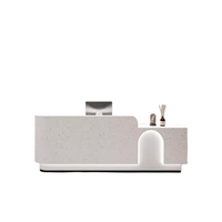 Bureau de réception de salon de beauté et spa de luxe blanc avec éclairage LED, en panneaux E1 haute densité, design moderne et durable, 60x50x80cm