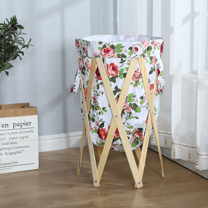 Modern Folding <strong>Washing</strong> Laundry <strong>Basket</strong> with Wood Shelf Collapsible Hampers Toy Storage <strong>Basket</strong> Baby <strong>Nursery</strong> Laundry Hamper - Product Image 4