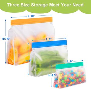 Portable Kitchen Low <b>Mop</b> Reusable Peva Food Storage Bags <b>Flat</b> and Stand up PEVA Food Storage Freezer Bag - Product Image 5