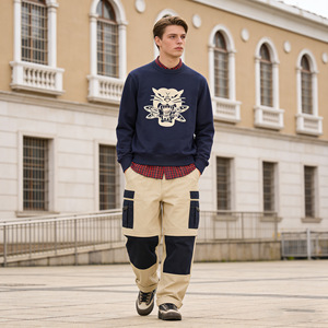 Pull tricoté épais en coton molletonné vintage pour <span class=keywords><strong>homme</strong></span>, col rond, motif léopard, avec logo frontal – Collection Hiver – Fournisseur de premier plan - Product Image 4
