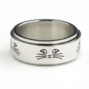 Anxiety Relief Heart Design Rotatable Stainless Steel Ring