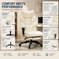 Chaise de bureau exécutive contemporaine en cuir PU personnalisée avec repose-pieds pour usage domestique et professionnel - Commandes en gros