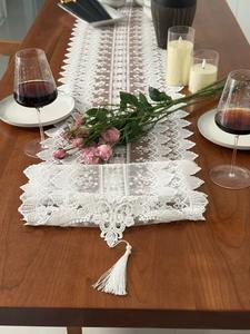 <span class=keywords><strong>Camino</strong></span> <span class=keywords><strong>de</strong></span> <span class=keywords><strong>Mesa</strong></span> <span class=keywords><strong>de</strong></span> Encaje Blanco <span class=keywords><strong>de</strong></span> Lujo Ligero Francés, un Toque <span class=keywords><strong>de</strong></span> Elegancia Ritual - Product Image 1