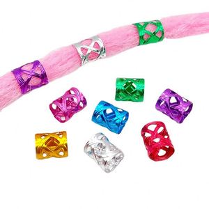 Bijou de perruque 8*9mm en alumine colorée, anneau décoratif pour extensions de cheveux tressés, boucle capillaire décorative, vente en gros - Product Image 1