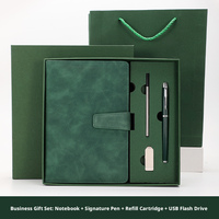 Ensemble cadeau de Noël pour entreprise, carnet en cuir PU A5 avec stylo et clé USB, logo personnalisé pour articles promotionnels originaux