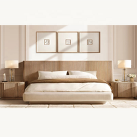 Lit Grand Format en Bois Massif et Tissu, Style Américain Simple et Haut de Gamme, Meubles de Chambre pour Villa, Hôtel, Gîte, Vente Directe, Personnalisable