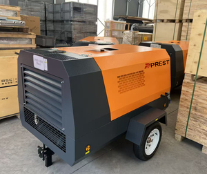 Compressore d'aria portatile diesel a vite raffreddato ad aria da 190CFM 8Bar a basso prezzo, con controllo PLC, pompa motore da 5m/min per perforatrice da roccia - Product Image 1