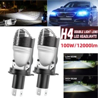 Nouvelle ampoule de phare LED Mini H4 50W 12V 6500K 6000 Lumens avec lentille de projecteur, faisceau Hi-Lo, ventilateur, Plug&Play, ajustement universel pour mise à niveau automobile