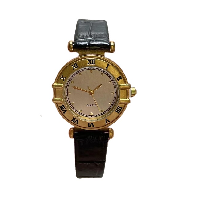 Ladies Watch Vintage Roman Quartz Leather Watch