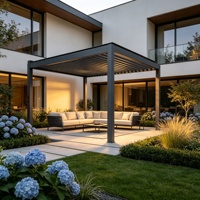 Pergola bioclimatique motorisée en alliage d'aluminium avec lames orientables, imperméable et résistante au vent, pour jardin de villa extérieur