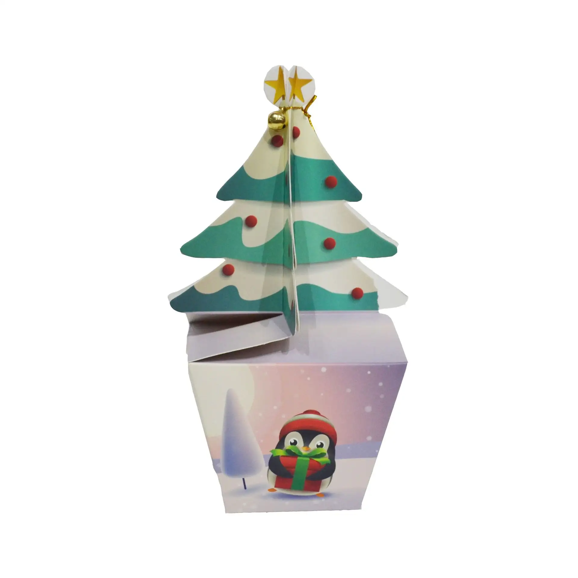 Caja de Chocolate con forma de patrón de logotipo personalizado, producto nuevo, venta al por mayor, cartón de dulces de árbol de Navidad, embalaje de regalo H30