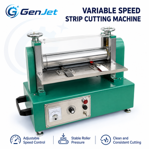 Machine de découpe de bandes GenJet, équipement de refendage électrique, options de taille 150, 300, 500 mm pour la production en atelier de matériaux flexibles - Product Image 1