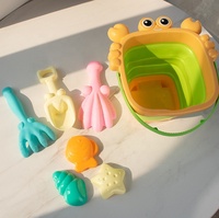 Ensemble de pelle et seau de plage, 4 pièces, en plastique pliable, pour jeux de sable, unisexe, jouets d'extérieur, activités estivales