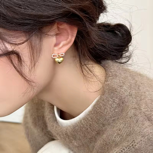 Pendientes de Acero Inoxidable con Forma de Corazón y Perla, Joyería de Moda, Pendientes de Acero Inoxidable al por Mayor - Product Image 4