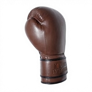 Gants de boxe en cuir marron avec sangle de poignet réglable à scratch, respirants, pour l'entraînement en salle de sport - Product Image 3