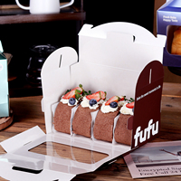 Boîte à gâteau personnalisée en carton blanc avec poignée et grande fenêtre, emballage alimentaire de qualité pour desserts roulés suisses, vente en gros