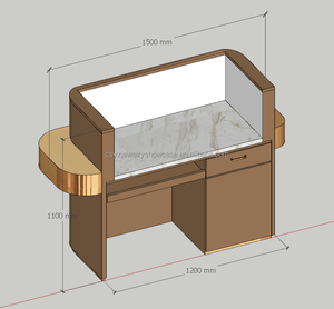 Tùy chỉnh chất lượng cao thép không gỉ MDF kính tiếp nhận bàn cho Thẩm mỹ viện trung tâm mua sắm chất lượng giới thiệu đồ nội thất - Product Image 4