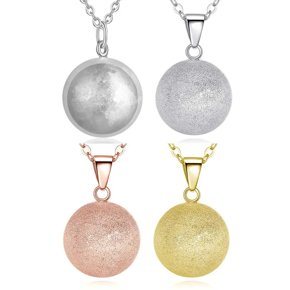 Frosted Silver Plated 18K Gold Plated Jewellery Mexican Harmony Chime Ball Angel Caller Pendant Necklace for Women