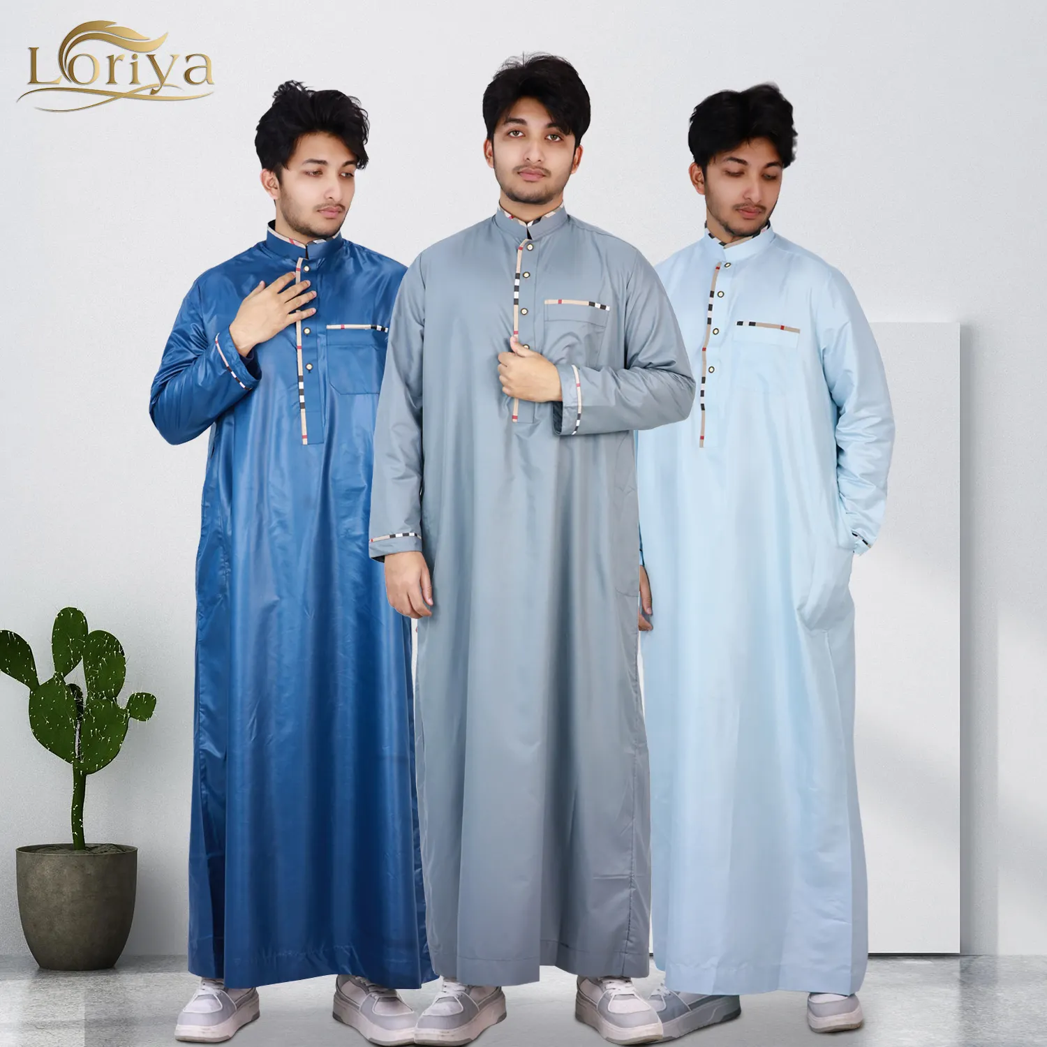 Produsen Grosir Tiongkok Pakaian Islami Pria Thobe Abaya Modern Baru DI Dubai Arab