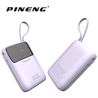 2024 Neueste Ultraflache 20000mAh Li-Polymer-Batterie 22,5W Schnellladung Powerbank mit Eingebautem Typ-C-Kabel LED-Anzeige PN-832PD