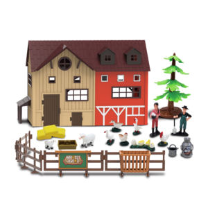 Juego de simulación de alta simulación modelo en miniatura DIY plástico 63 Uds Casa de granja juguete con figuras de animales personajes valla de granjeros - Product Image 1