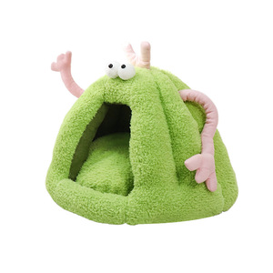 <b>Plush</b> Pet Bed Round Faux Fur <b>Cat</b> Bed Warm Soft For Autumn Winter - Product Image 2