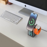 Jam Alarm lampu RGB Speaker BT magnet kuat luar ruangan baru untuk jam tangan Earphone iPhone pengisi daya nirkabel multifungsi 3-in-1