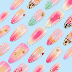 Suministros para <span class=keywords><strong>uñas</strong></span> Productos <span class=keywords><strong>de</strong></span> belleza Prensa <span class=keywords><strong>en</strong></span> las <span class=keywords><strong>uñas</strong></span> <span class=keywords><strong>Flores</strong></span> <span class=keywords><strong>de</strong></span> <span class=keywords><strong>colores</strong></span> franceses Onda 3D Shell Onda Playa <span class=keywords><strong>Uñas</strong></span> Usable 24 piezas Dedo - Product Image 3