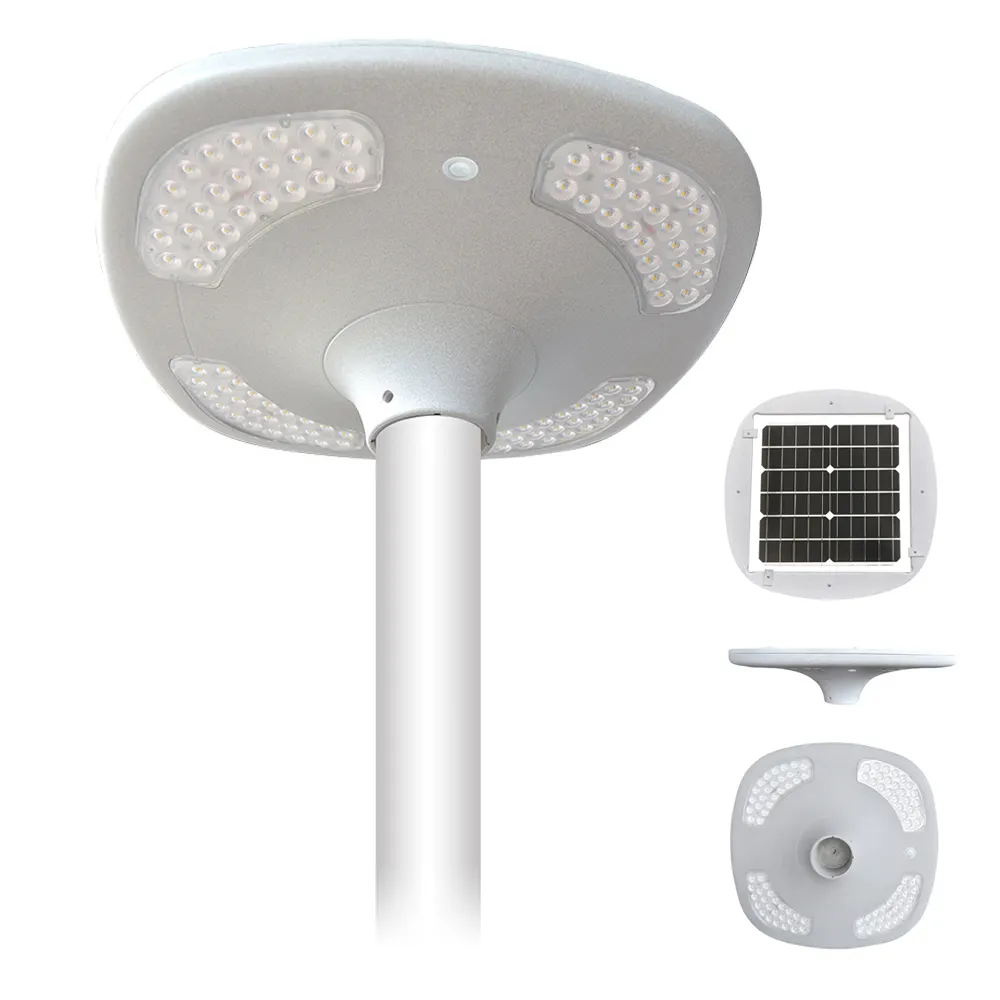 Tutto In uno UFO a risparmio energetico Outdoor IP67 Solar Garden LED Light con pannello solare a LED da 30W 10.4AH batteria 6500K