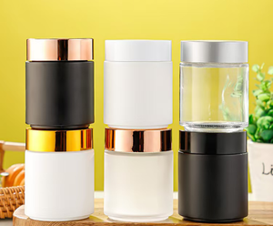 Frasco de Vidrio Transparente Negro Mate de 200g - Envase Cosmético para Crema - Product Image 1