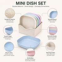 Ensemble de 5 assiettes à dîner en paille de blé incassables et réutilisables, sans BPA, compatibles micro-ondes/lave-vaisselle