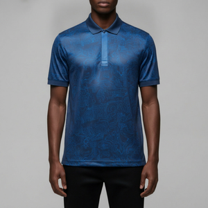 Polo Neo-Tailored Liquid-Sheen 2026 - Edición Topográfica Digital-Cobalto - Product Image 1