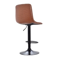 Tabouret de bar moderne en cuir PU avec design de coutures ajustables, pivotant à 360° avec base noire et repose-pieds, idéal pour salle à manger, salon et hôtel
