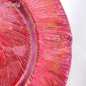 Decorazioni per matrimoni Taitang all'ingrosso <span class=keywords><strong>piatti</strong></span> <span class=keywords><strong>rossi</strong></span> nuovo piatto caricabatterie di lusso elegante - Product Image 2