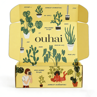 Boîte en carton ondulé jaune personnalisée illustrée de plantes avec impression intégrale pour solutions d'expédition de produits pour la maison et le style de vie