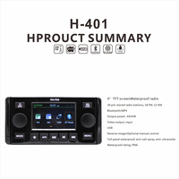 Radio Audio Marine étanche MP3/MP4/MP5 avec écran TFT de 4 "Radio étanche pour salle de bain voiture Utv Atv Yachts bateau motos
