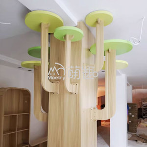 Moetry Kindergarten guardería vestíbulo diseño columna decoración árbol hojas madera guardería aula decoración para <span class=keywords><strong>centro</strong></span> de cuidado infantil - Product Image 3