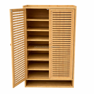 Space Wizard SYT Zapatero de bambú con puerta de lamas para puerta de <span class=keywords><strong>armario</strong></span>, mueble de almacenamiento superior para zona lateral, para esquina de almacenamiento de artículos diarios - Product Image 5